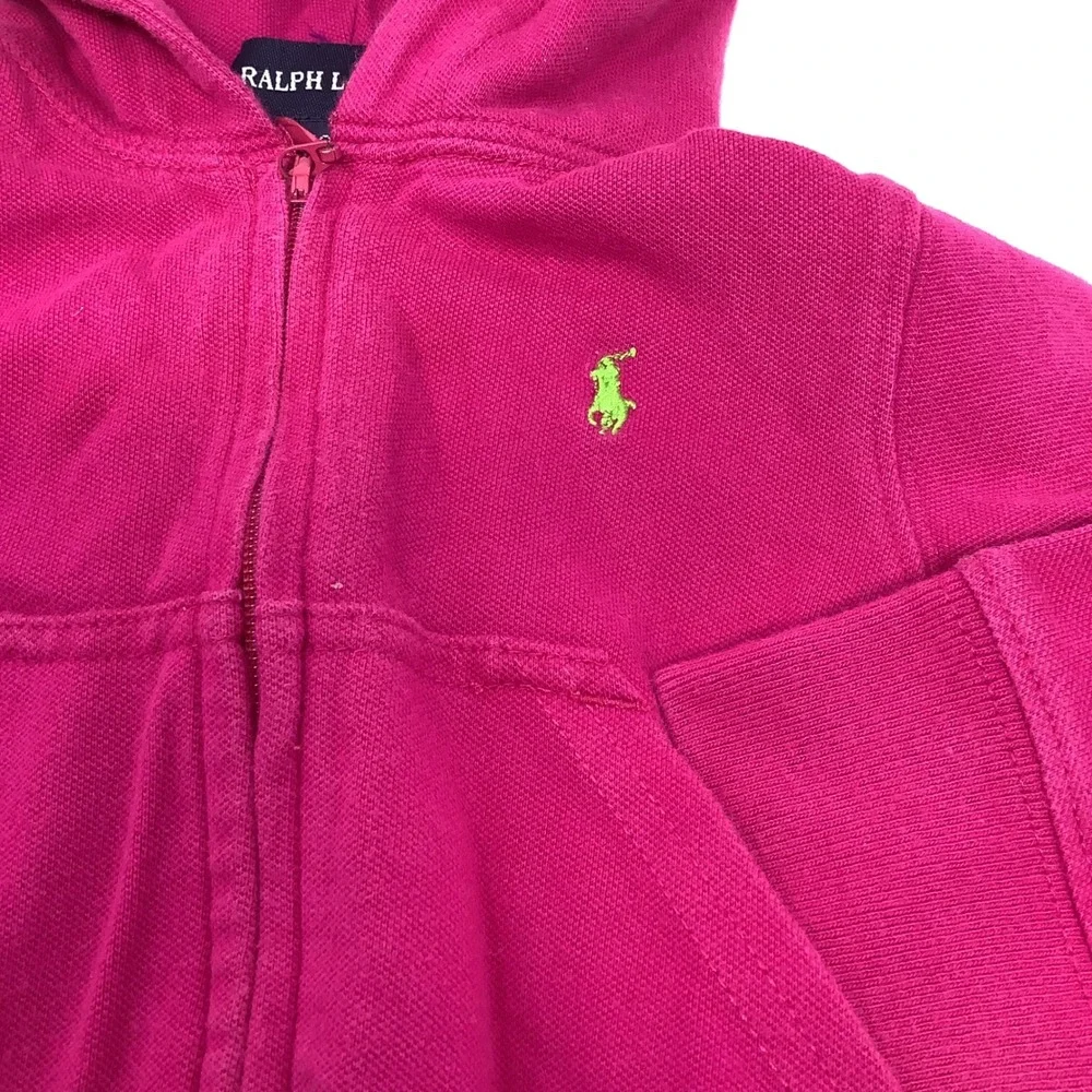 Ralph Lauren Pink Full Zip Hoodie Girls Size 18M Sweatshirt Pockets Long Sleeves